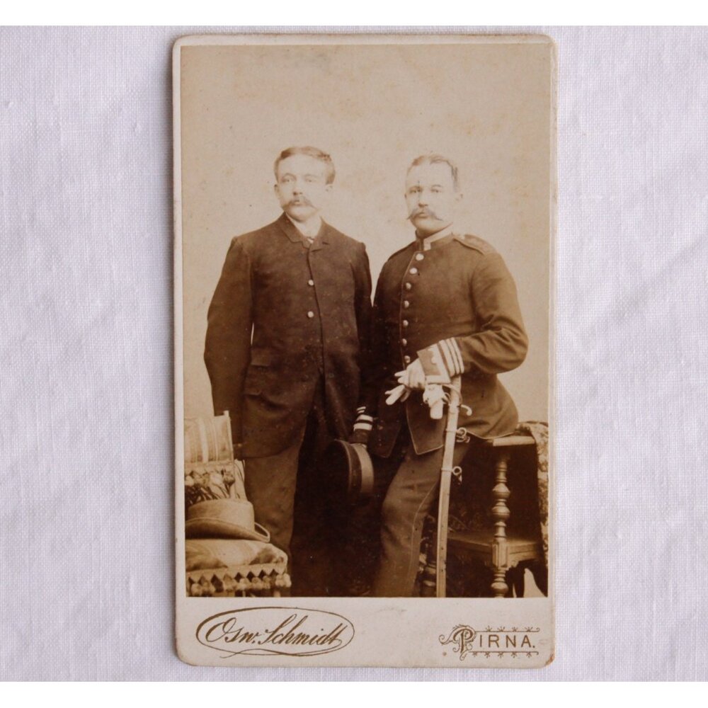 Antique CDV twin brothers, 1893 german photo Osw. Schmidt in Pirna, vintage